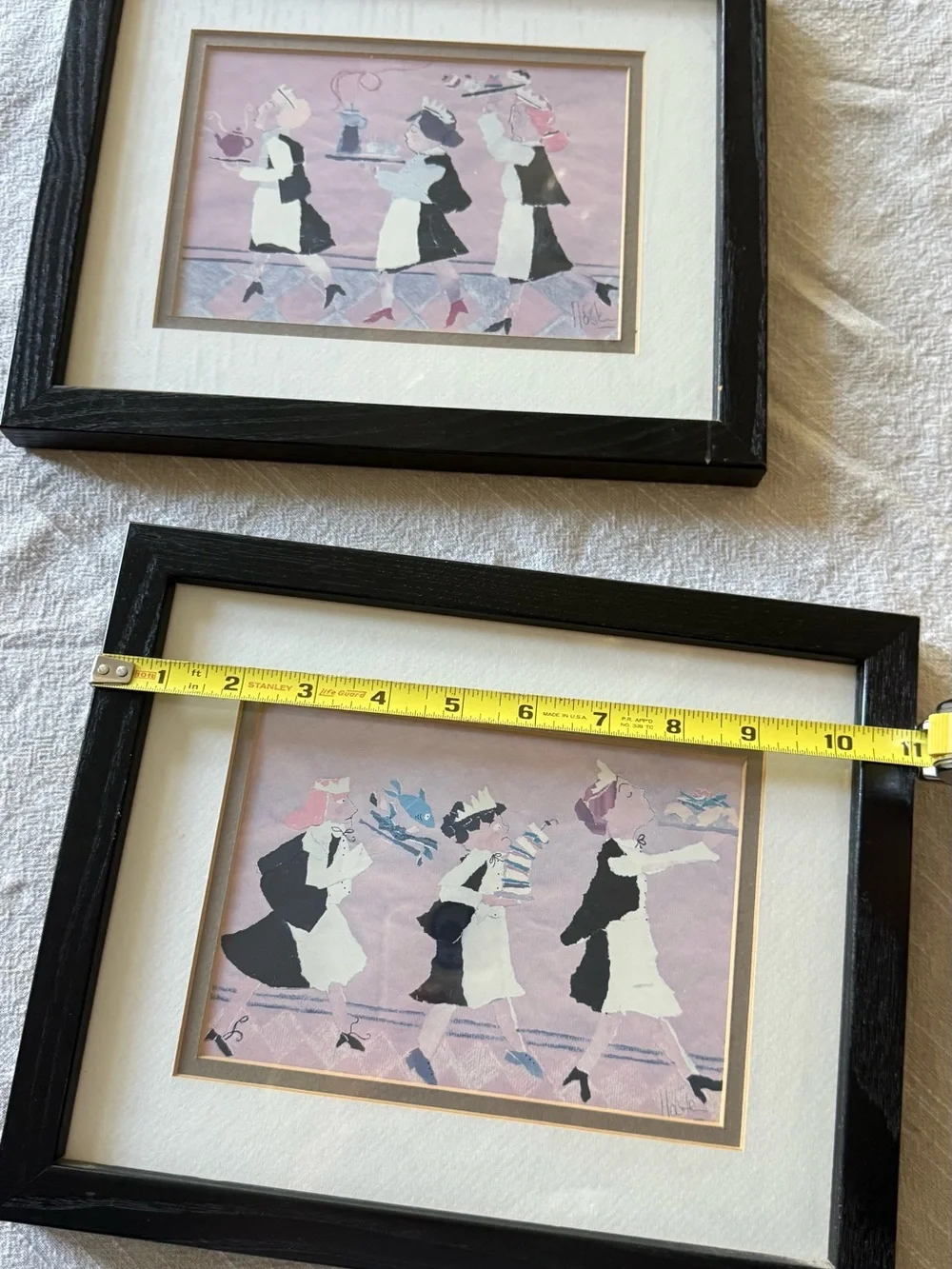 Framed Pink and Black Maid Silhouette Wall Art - Unbranded